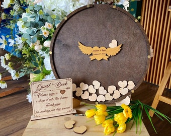 Round rustic wedding guestbook Wood wedding guest book alternative Custom wood wedding sign Wood guest book sign