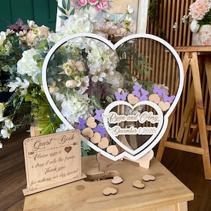 Clear hearts wedding guest book alternative,Wedding heart guestbook sign,Wedding heart frame,Custom drop box guestbook hearts,Heart drop box