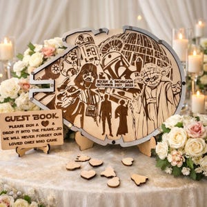 Libro de visitas alternativo de Star Wars para bodas, letrero del Halcón Milenario para el libro de visitas, buzón para la boda de la Estrella de la Muerte para el libro de visitas