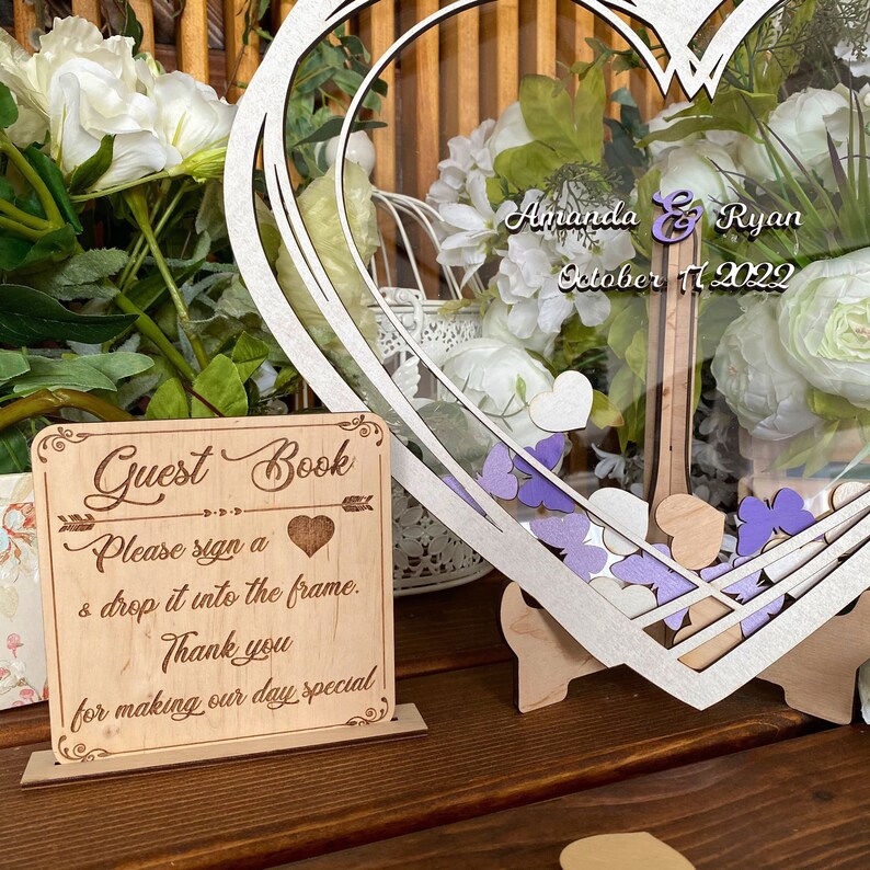 Acrylic Wedding Heart Guestbook Sign Heart Shaped Wedding Etsy