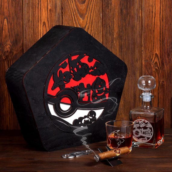 Pokémon Themed Drinkware Pokémon Whiskey Gift Anime Whiskey Set Gaming Whiskey Gift Set Pokémon home bar decor