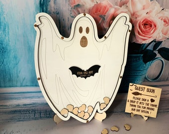 Custom Halloween wedding guest book alternative,Halloween themed wedding guestbook sign,Wood guest book,Unique drop box guest book sign