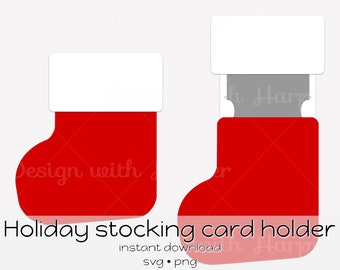 Christmas stocking card holder - svg template download cut file