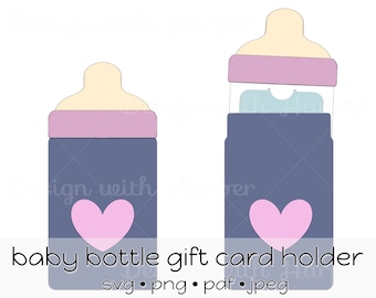 Baby bottle gift card holder - svg template download cut file