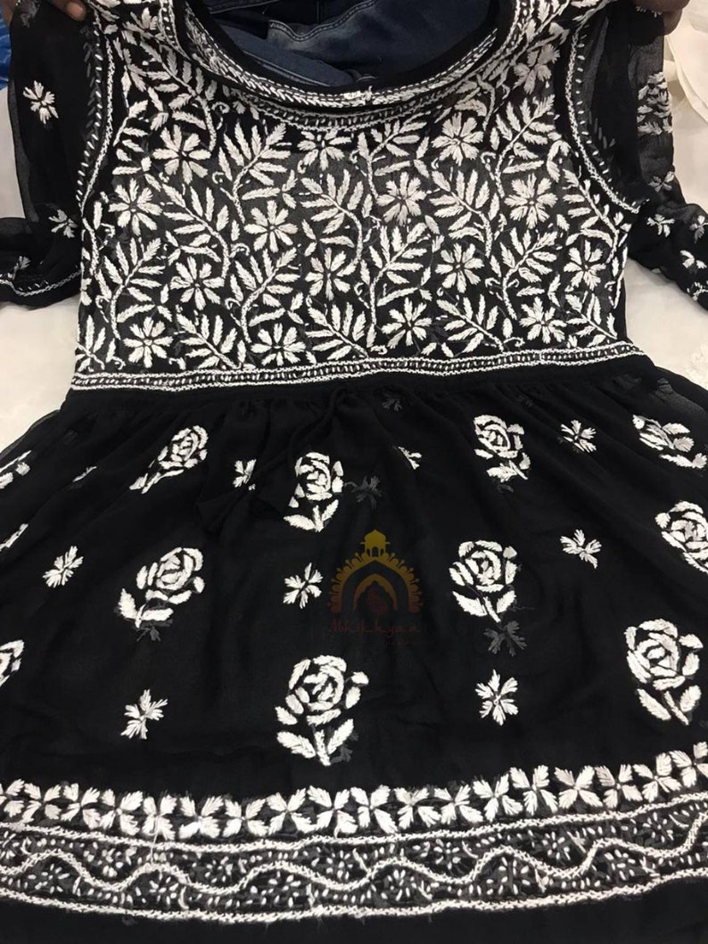 Abhikhyaa Chikankari Faux Georgette Lucknow Chikan Short Kurti