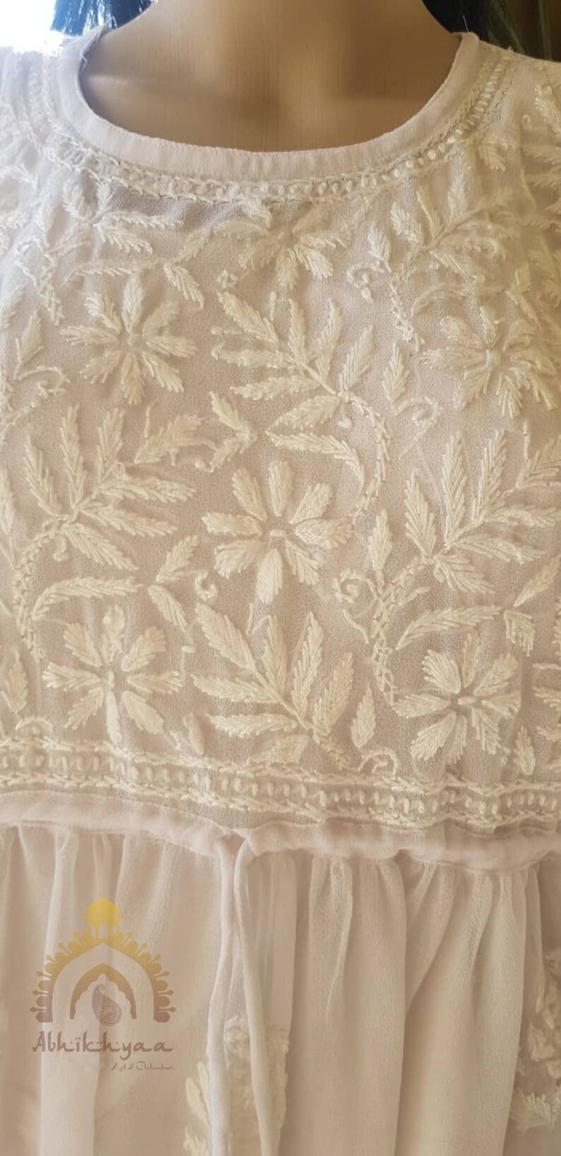 Abhikhyaa Chikankari Faux Georgette Lucknow Chikan Short Kurti