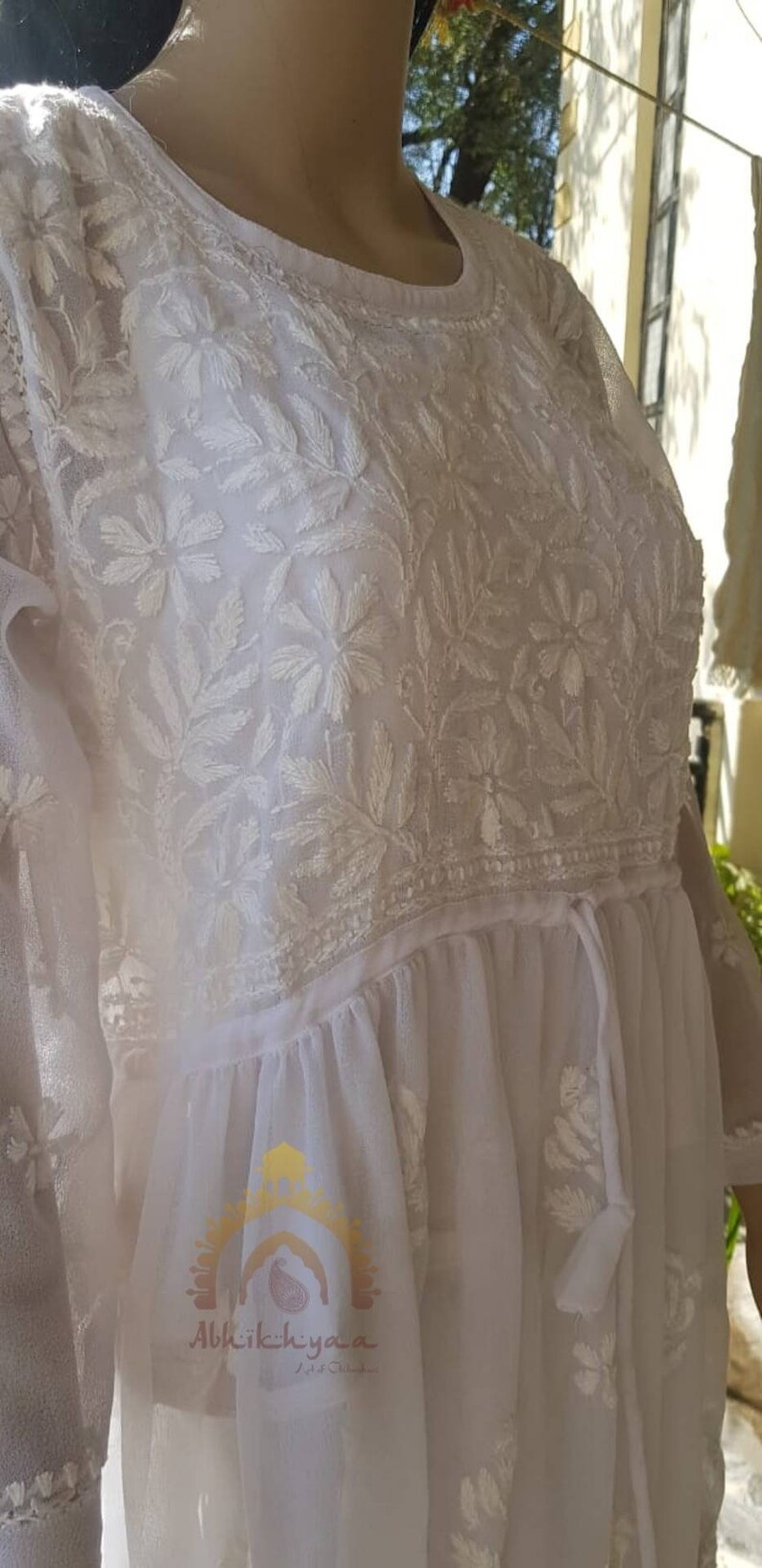 Abhikhyaa Chikankari Faux Georgette Lucknow Chikan Short Kurti