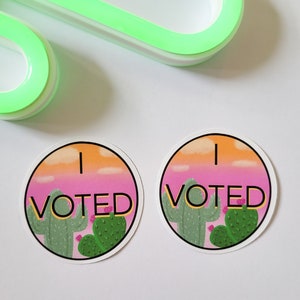 2 I Voted Election Aesthetic Cactus Stickers