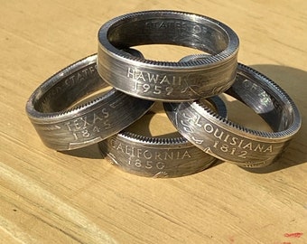 Handmade Silver State Quarter Rings