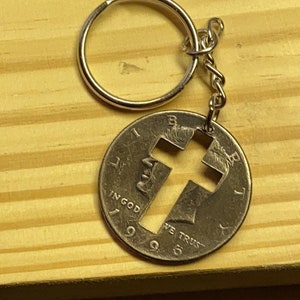 Handmade Coin Cross Keychain