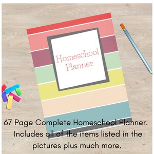 Complete Homeschool Curriculum and Planner Bundle, Daily Schedule planner, Lesson planner-Stripes 67 pages-weekly planner-blank month