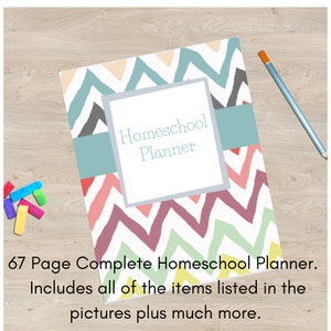 Complete Homeschool Curriculum and Planner Bundle, Daily Schedule planner, Lesson planner-Wavy Design 67 pages-weekly planner-blank month