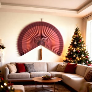 Bamboeventilator voor muurdecoratie, extra grote ventilator voor grote muurdecoratie, opvouwbaar hoofdeinde ventilator, slaapkamer/woonkamerdecor, handgemaakt cadeau