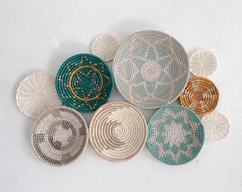 Wall Basket Decor Set of 10, Boho Wall Decor, Boho Wall Art, African Wall Basket, Decorative Bowl, Living Room Decor, Farmhouse Decor