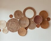 Wall Basket Decor, Basket For Wall Decor, Set of 16 Wall Hanging Basket, Boho Room Decor, Boho Wall Decor, Wicker Wall Art, Tobacco Basket