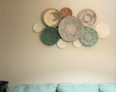 Set of 10 Hanging Wall Baskets Blues, Boho Basket Wall Decor Set, Wall Hanging Basket, Rattan Wall Decor, Boho Room Decor, Wicker Wall Art