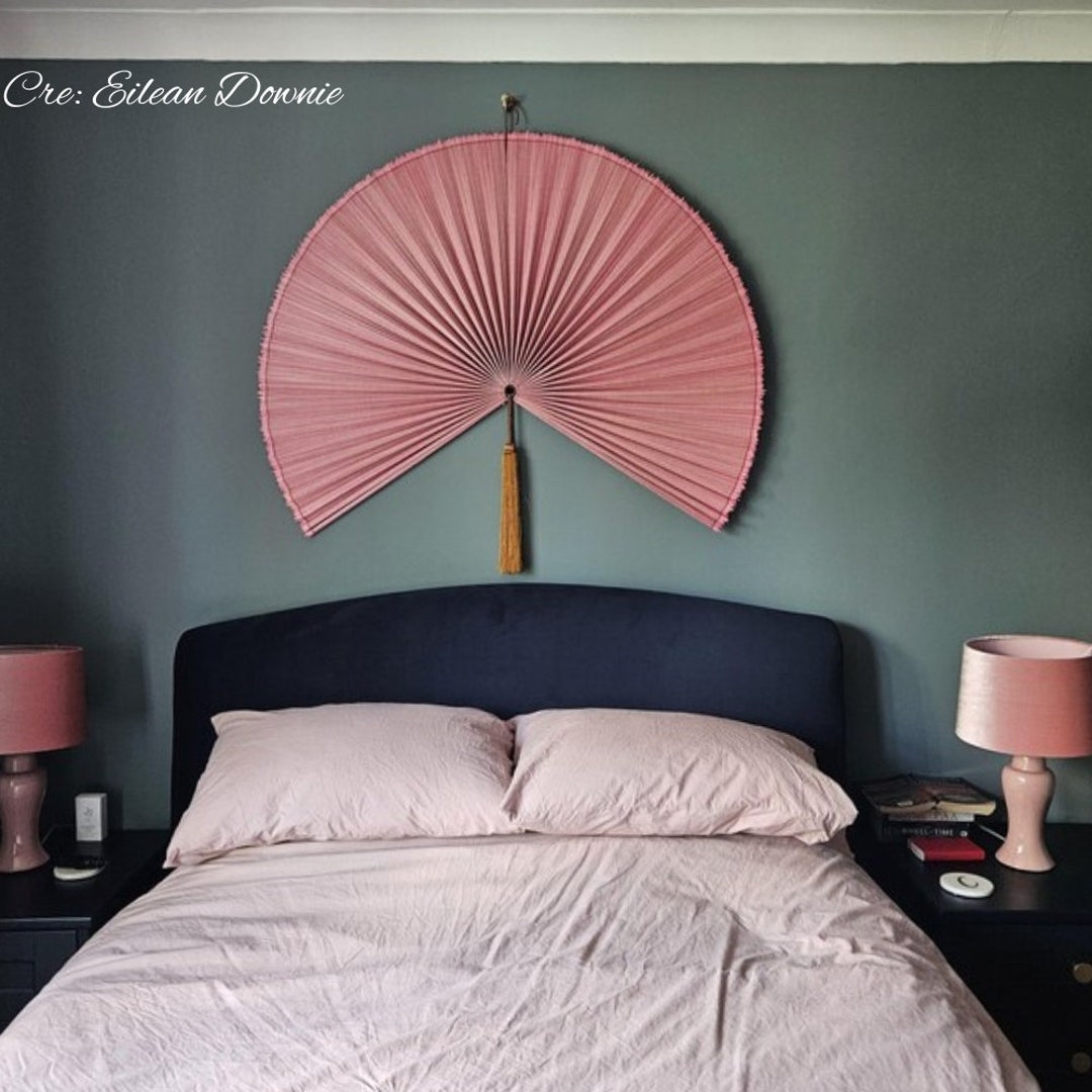 Bamboo Fan Wall Decor, Fan Headboard, Boho Large Wall Fan, Wall Decor ...