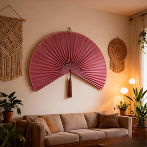 Bamboo Boho Wall Fan Decor, Folding Headboard Art