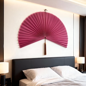 Bamboo Fan Wall Decor, Oversized Fan for Large Wall Decor, Folding Fan Headboard, Living Room Art with Wall Fan Decor