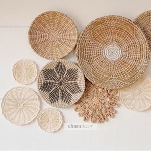 Wall Basket Decor Set of 10, Boho Wall Decor, Boho Wall Art, Wicker Wall Decor, Basket Wall Hanging, Basket Wall Art, Gift for Mom