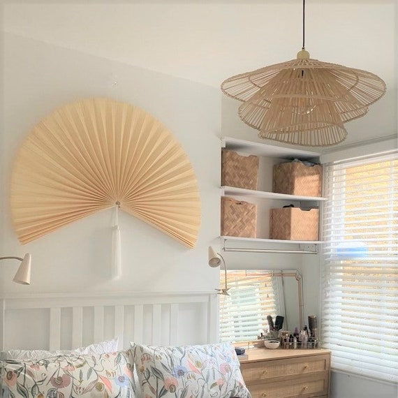 Giant Bamboo Fold Wall Fan Oversized Bamboo Fan Headboard Etsy