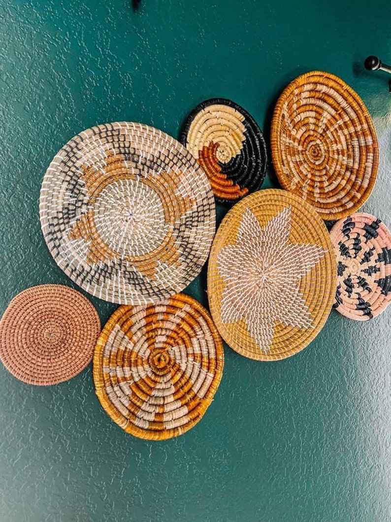 Basket Wall Art Set 7 Baskets Boho Baskets Wall Decor Wall Etsy