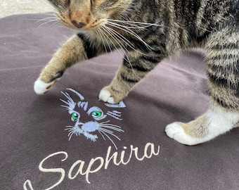 Couverture chat personnalisée, 1,30 x 1,70 m, Saphira