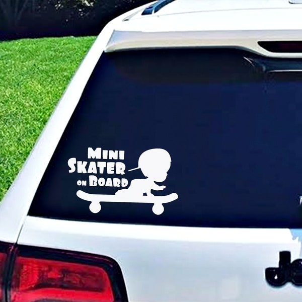 Mini Skater on Board Car Vinyl Window Decal, Bumper Stickers and Decals, Little Dude, Skateboard, BMX, X-Games, New Baby, Baby Shower Gift