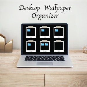 Polaroid Desktop Wallpaper Organizer | Polaroid Background Chic Wallpaper | Desktop Office Organizer