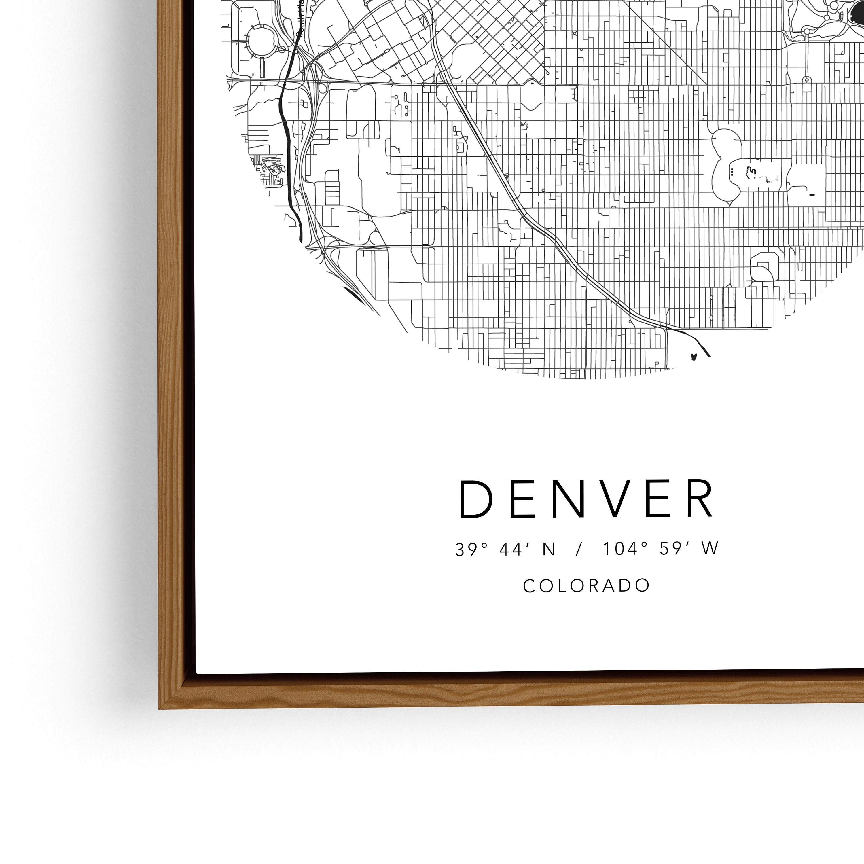 Denver Map Printable Wall Art Map of Denver Street Map Art | Etsy