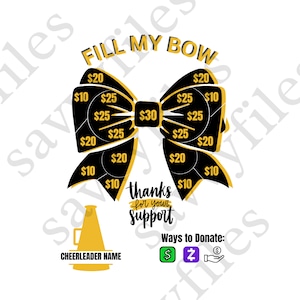Cheer Fill My Bow Fundraiser Cheerleader Football Season Printable Form Black Gold