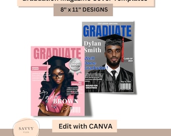 DIY Editable CANVA Graduation Announcement Magazine Cover Template, Personalized Invitation, Customized Grad Template, Magazine Cover