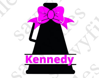 Plik SVG kokardy megafonu Cheer, projekt SVG Cheer Cricut, logo SVG Cheer, przestrzeń projektowa Cricut, maszyna tnąca Cricut, Cheerleaderka