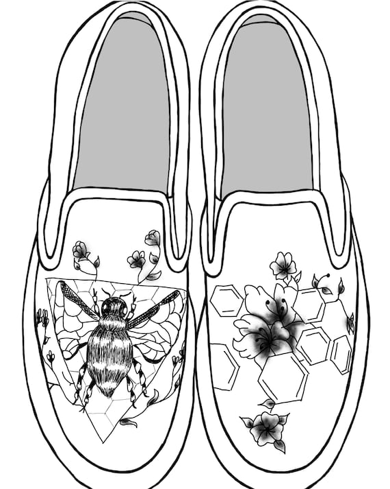 Bee and Hexagon Canvas Shoes, Bee Shoes, Bee Gift, Bees, Honeycomb, Hexagon  Design, Hexagon Design Shoes, Gift