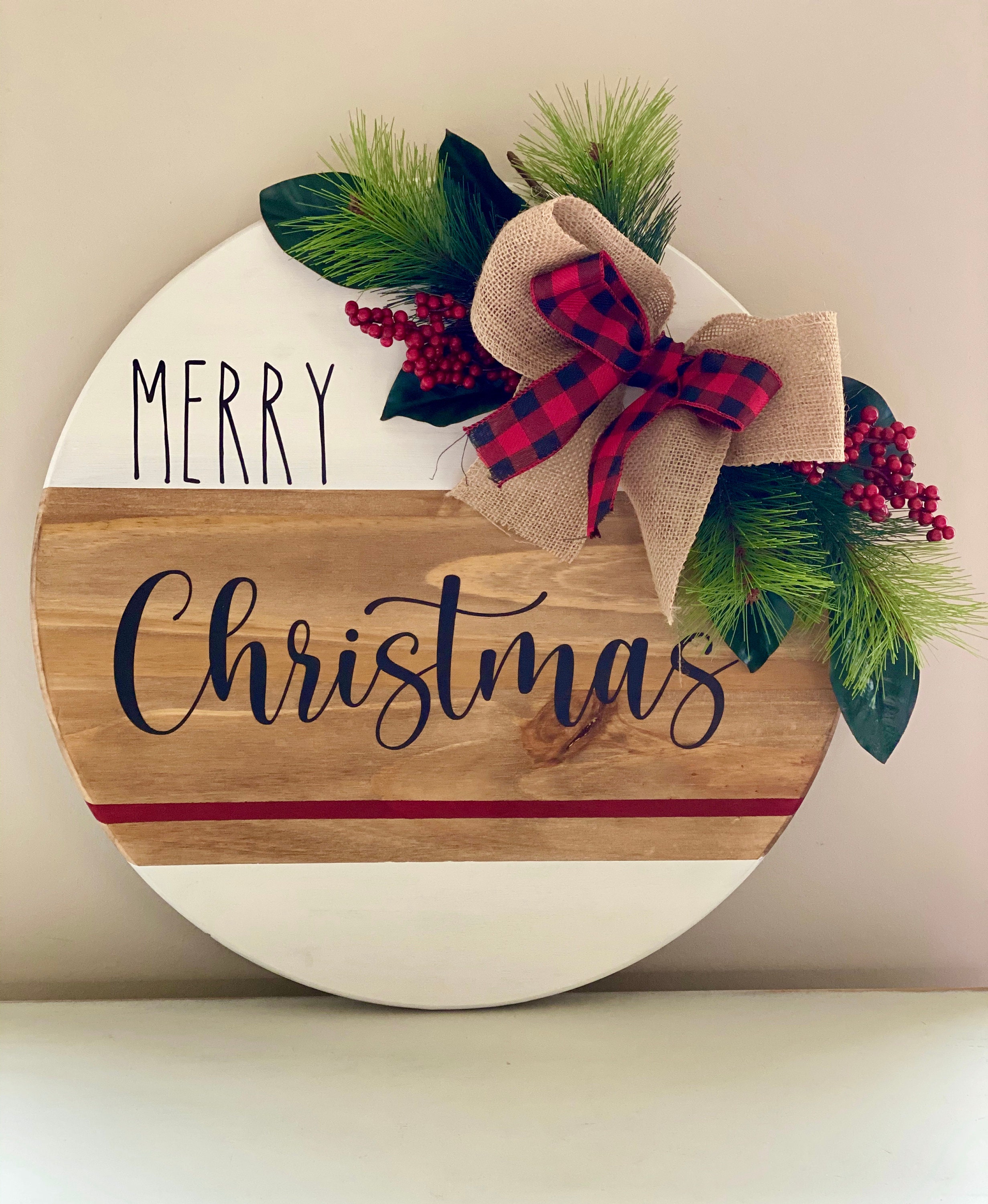 Christmas Door Hanger Merry Christmas Door Sign Etsy