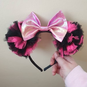 Black and pink pompom ears