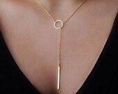 Gorgeous necklace, Y chain in stainless steel, layering, gold, silver, bar pendant, column necklace, gift