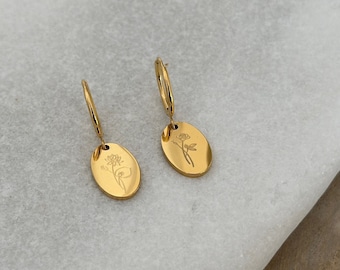 filigree earrings with oval pendants | Stainless steel | Click closure | Hoop earrings personalized | Gift mom, sister, girlfriend