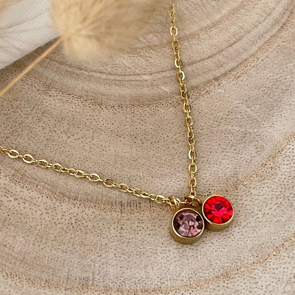 Necklace with birthstone, birthstone necklace, birth flower necklace, birthflower, birthstone, personalized necklace