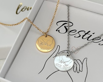 Personalized Necklace | 15 mm plate | Stainless Steel/Stainless Steel | Silver, 18K Gold | Engraving front & back, Easter gift