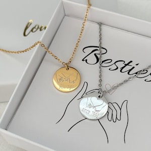 Personalized Necklace | 15 mm plate | Stainless Steel/Stainless Steel | Silver, 18K Gold | Engraving front & back, Easter gift