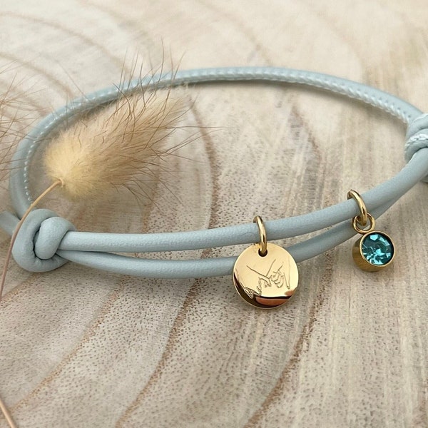 Personalisiertes Knotenarmband aus Leder mit Geburtsstein, Lederarmband Geschenk für die beste Freundin, Trauzeugin, Schwester, Mama