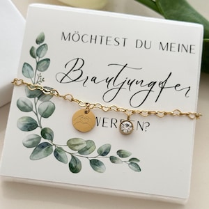 Personalized heart bracelet, stainless steel gold, silver, rose, maid of honor, bridesmaid, best friend, with pearl or birthstone