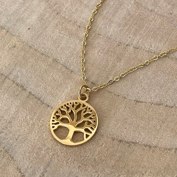 Halskette Lebensbaum |Familienbaum | Tree of Life| Namenskette| Familienkette | Edelstahl | 18KGold, Silber, Geburtstagsgeschenk