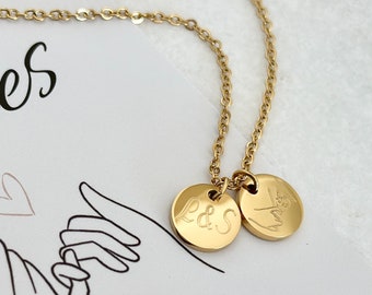 Gepersonaliseerde hangerketting | 18K goud, zilver, roségoud | 10 mm gegraveerde hanger | Gegraveerde ketting met letters/symbolen, ketting met sterrenbeeld