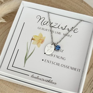 collana personalizzata collana fiore nascita + pietra portafortuna | Fiore di nascita | Segno zodiacale | Acciaio inossidabile | Rosé, oro, argento, | Regalo