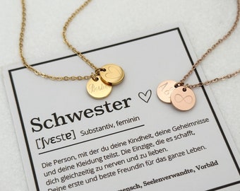 personaliserte Halskette Namenskette Personalisert, Edelstahl | Stainless Steel | Beste Freunde | Mama | Oma < Geschenk + Fotokarte