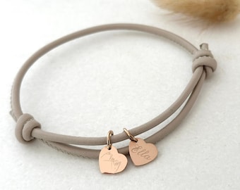 Bracciale con nodo in pelle personalizzato, regalo di bracciale in pelle per la migliore amica, damigella d'onore, sorella, mamma