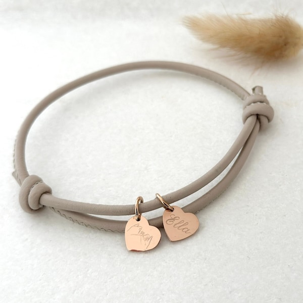 Gepersonaliseerde leren knooparmband, leren armband cadeau voor beste vriendin, bruidsmeisje, zus, moeder