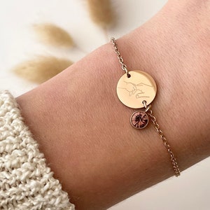 Personalized birthstone bracelet with 13 mm engraving plate, stainless steel, silver, rose, gold, gift mom, girlfriend, godmother, birth image 2